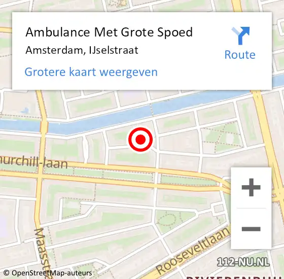 Locatie op kaart van de 112 melding: Ambulance Met Grote Spoed Naar Amsterdam, IJselstraat op 22 september 2024 12:11