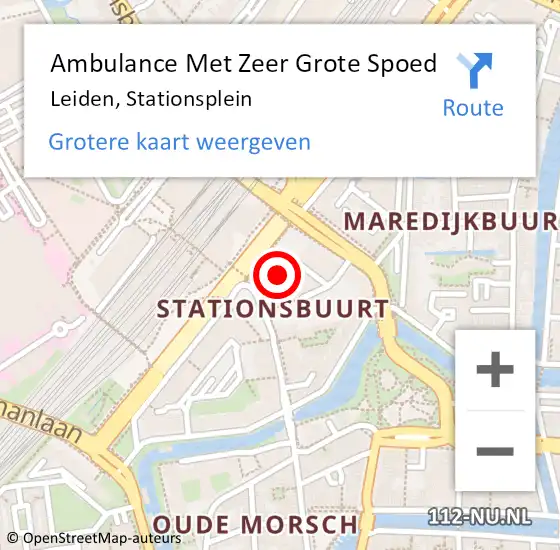 Locatie op kaart van de 112 melding: Ambulance Met Zeer Grote Spoed Naar Leiden, Stationsplein op 22 september 2024 12:22