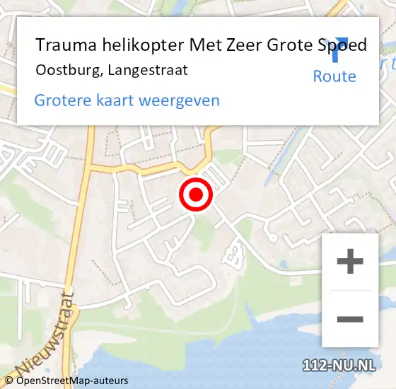 Locatie op kaart van de 112 melding: Trauma helikopter Met Zeer Grote Spoed Naar Oostburg, Langestraat op 22 september 2024 12:41