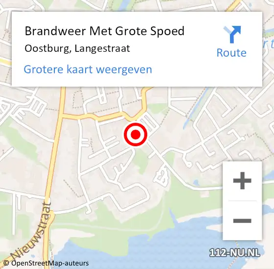 Locatie op kaart van de 112 melding: Brandweer Met Grote Spoed Naar Oostburg, Langestraat op 22 september 2024 12:48