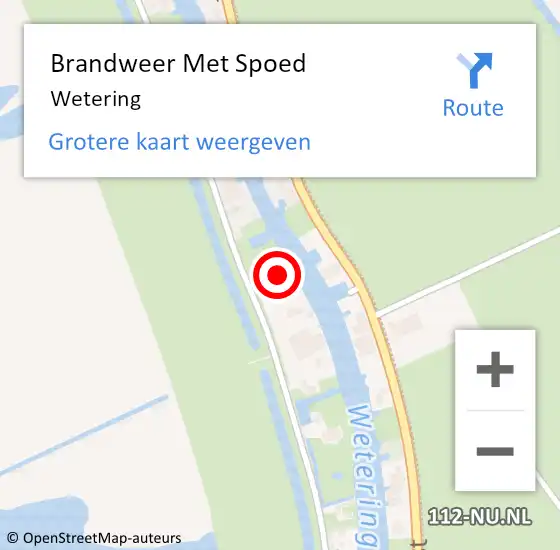 Locatie op kaart van de 112 melding: Brandweer Met Spoed Naar Wetering op 22 september 2024 13:32