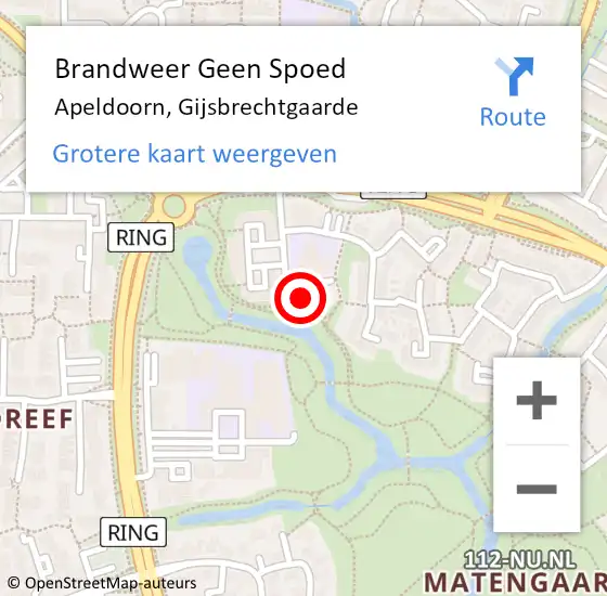 Locatie op kaart van de 112 melding: Brandweer Geen Spoed Naar Apeldoorn, Gijsbrechtgaarde op 22 september 2024 13:42