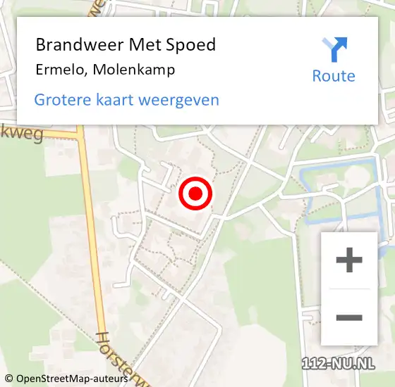 Locatie op kaart van de 112 melding: Brandweer Met Spoed Naar Ermelo, Molenkamp op 22 september 2024 13:49