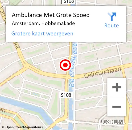 Locatie op kaart van de 112 melding: Ambulance Met Grote Spoed Naar Amsterdam, Hobbemakade op 22 september 2024 14:03