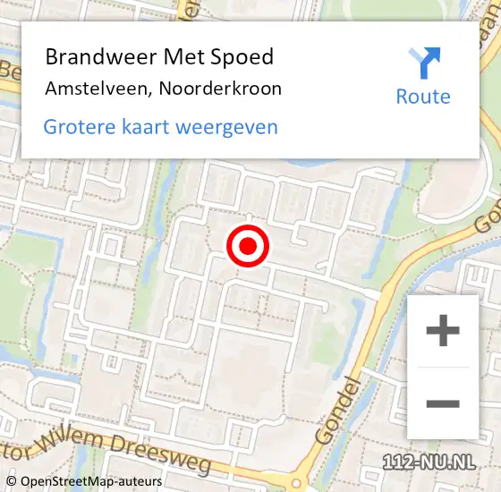 Locatie op kaart van de 112 melding: Brandweer Met Spoed Naar Amstelveen, Noorderkroon op 22 september 2024 14:06