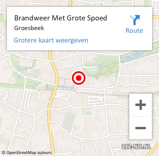 Locatie op kaart van de 112 melding: Brandweer Met Grote Spoed Naar Groesbeek op 22 september 2024 14:06