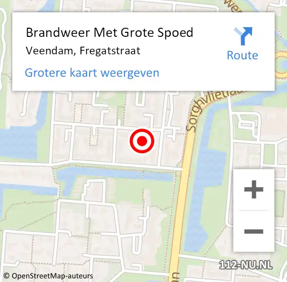 Locatie op kaart van de 112 melding: Brandweer Met Grote Spoed Naar Veendam, Fregatstraat op 21 oktober 2014 00:51