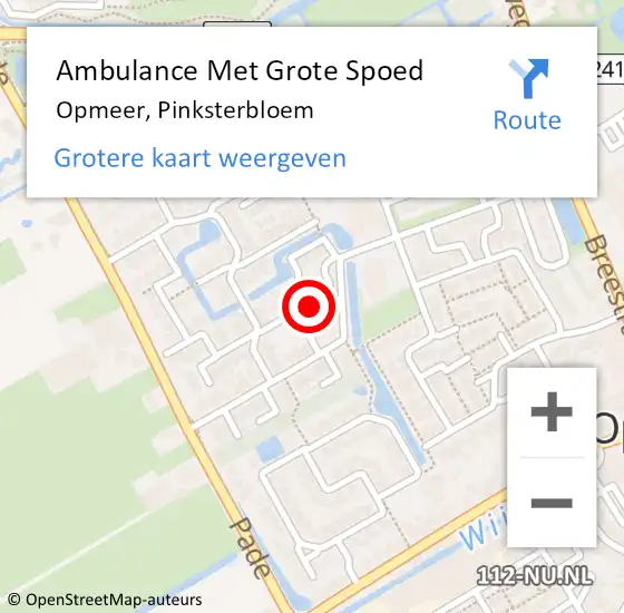 Locatie op kaart van de 112 melding: Ambulance Met Grote Spoed Naar Opmeer, Pinksterbloem op 22 september 2024 14:10