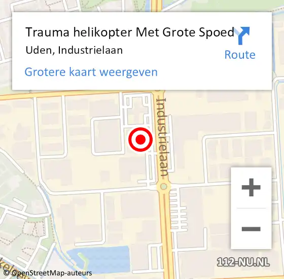 Locatie op kaart van de 112 melding: Trauma helikopter Met Grote Spoed Naar Uden, Industrielaan op 22 september 2024 14:17