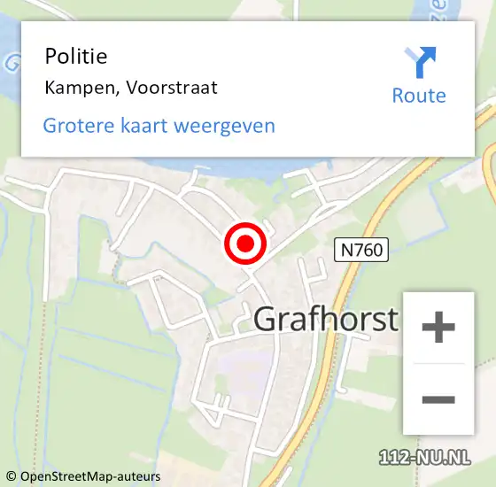 Locatie op kaart van de 112 melding: Politie Kampen, Voorstraat op 22 september 2024 14:24