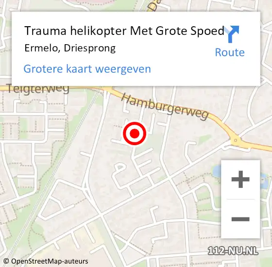 Locatie op kaart van de 112 melding: Trauma helikopter Met Grote Spoed Naar Ermelo, Driesprong op 22 september 2024 14:28