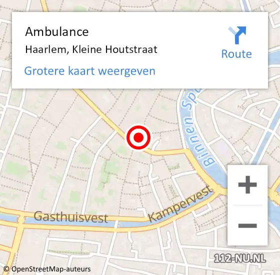 Locatie op kaart van de 112 melding: Ambulance Haarlem, Kleine Houtstraat op 22 september 2024 14:43