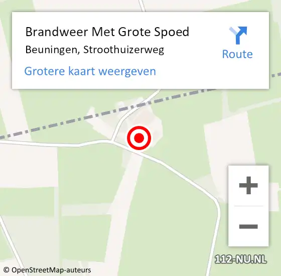 Locatie op kaart van de 112 melding: Brandweer Met Grote Spoed Naar Beuningen, Stroothuizerweg op 22 september 2024 14:56