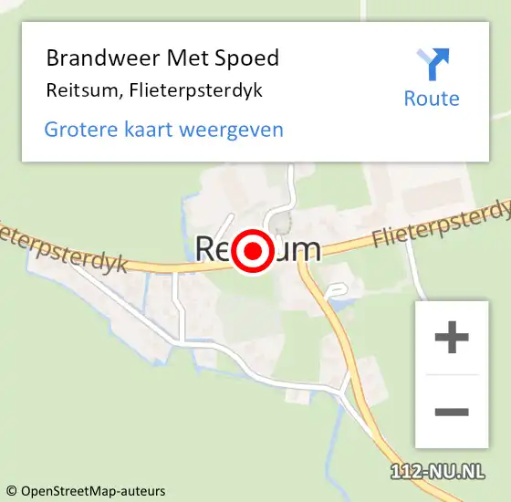 Locatie op kaart van de 112 melding: Brandweer Met Spoed Naar Reitsum, Flieterpsterdyk op 22 september 2024 14:56