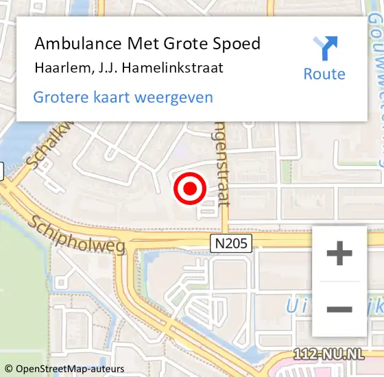 Locatie op kaart van de 112 melding: Ambulance Met Grote Spoed Naar Haarlem, J.J. Hamelinkstraat op 22 september 2024 15:17