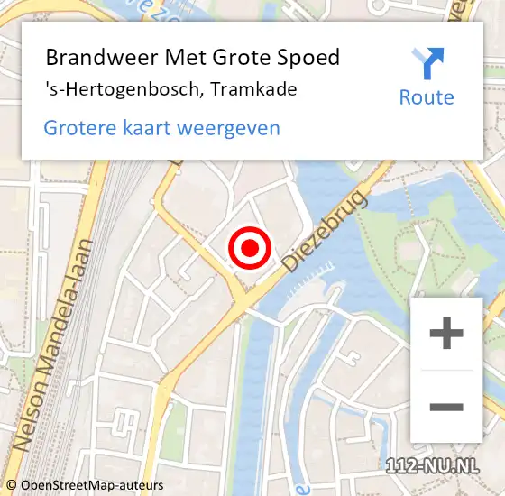 Locatie op kaart van de 112 melding: Brandweer Met Grote Spoed Naar 's-Hertogenbosch, Tramkade op 22 september 2024 15:27