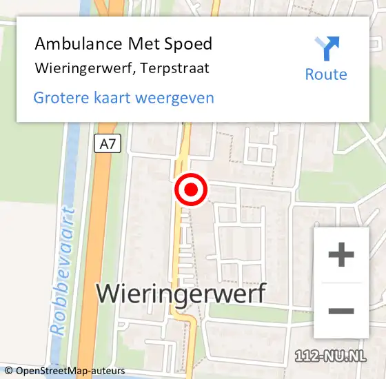 Locatie op kaart van de 112 melding: Ambulance Met Spoed Naar Wieringerwerf, Terpstraat op 22 september 2024 15:55