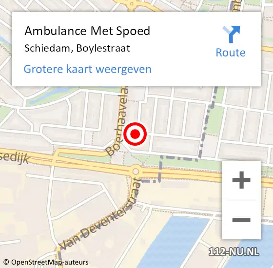 Locatie op kaart van de 112 melding: Ambulance Met Spoed Naar Schiedam, Boylestraat op 22 september 2024 15:59