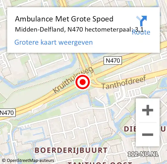 Locatie op kaart van de 112 melding: Ambulance Met Grote Spoed Naar Midden-Delfland, N470 hectometerpaal: 3,1 op 22 september 2024 16:00