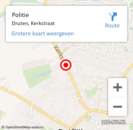 Locatie op kaart van de 112 melding: Politie Druten, Kerkstraat op 22 september 2024 16:04