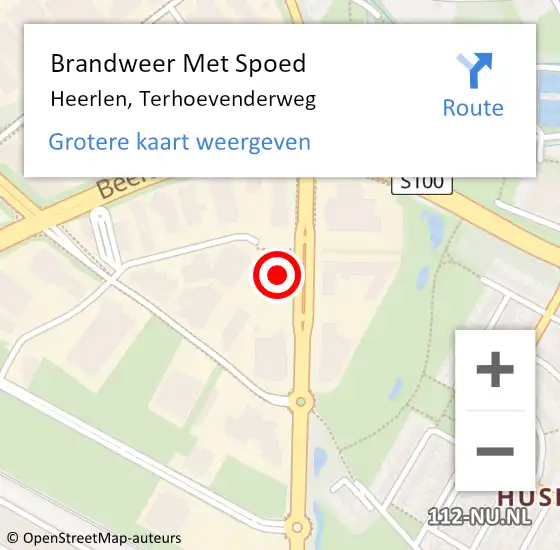 Locatie op kaart van de 112 melding: Brandweer Met Spoed Naar Heerlen, Terhoevenderweg op 22 september 2024 16:07