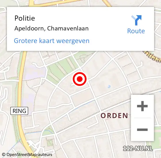 Locatie op kaart van de 112 melding: Politie Apeldoorn, Chamavenlaan op 22 september 2024 16:18