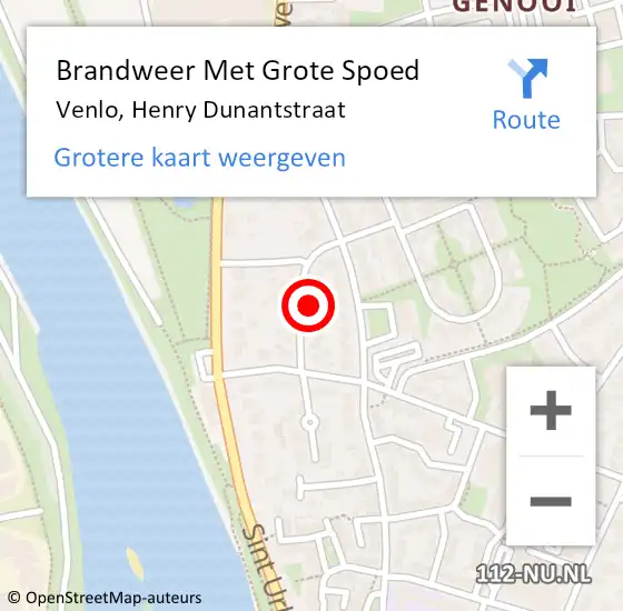 Locatie op kaart van de 112 melding: Brandweer Met Grote Spoed Naar Venlo, Henry Dunantstraat op 22 september 2024 16:35