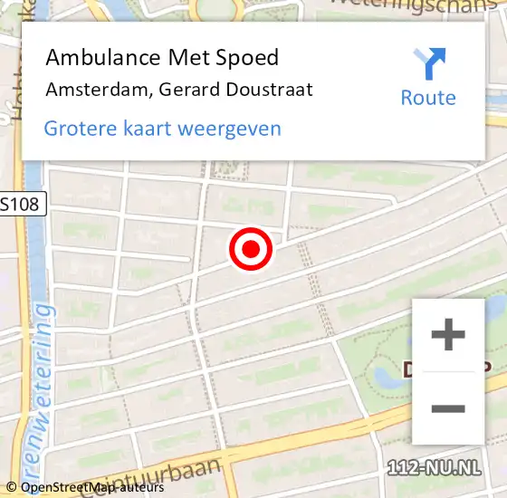 Locatie op kaart van de 112 melding: Ambulance Met Spoed Naar Amsterdam, Gerard Doustraat op 22 september 2024 16:36