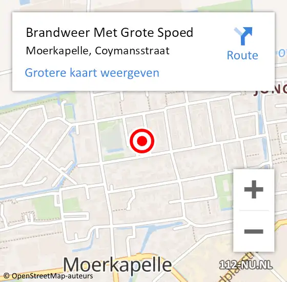 Locatie op kaart van de 112 melding: Brandweer Met Grote Spoed Naar Moerkapelle, Coymansstraat op 22 september 2024 16:39