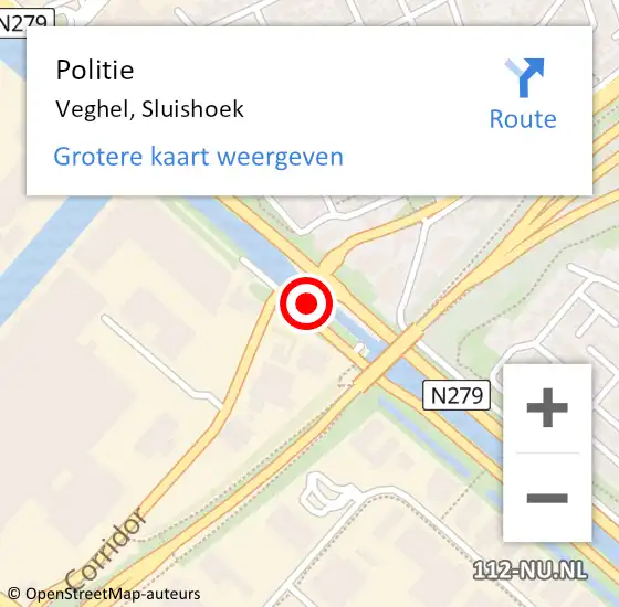 Locatie op kaart van de 112 melding: Politie Veghel, Sluishoek op 22 september 2024 16:56