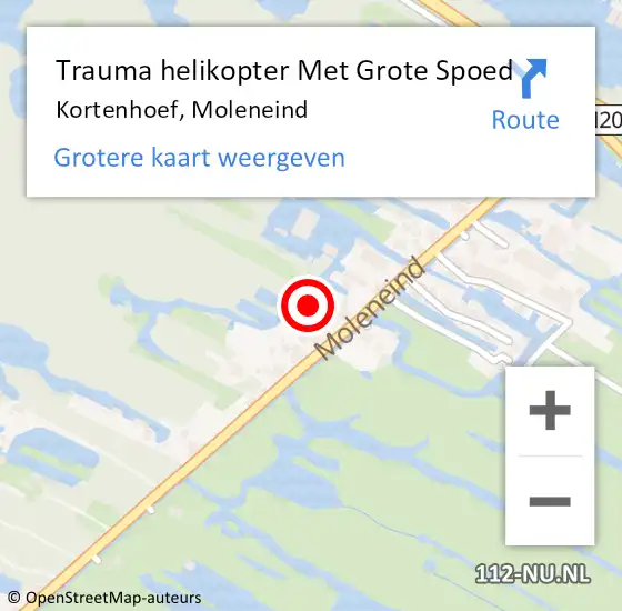 Locatie op kaart van de 112 melding: Trauma helikopter Met Grote Spoed Naar Kortenhoef, Moleneind op 22 september 2024 17:06