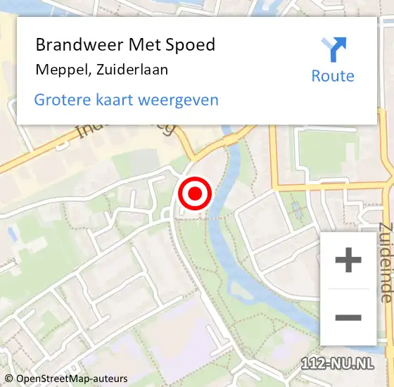 Locatie op kaart van de 112 melding: Brandweer Met Spoed Naar Meppel, Zuiderlaan op 22 september 2024 17:18