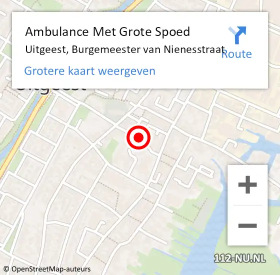 Locatie op kaart van de 112 melding: Ambulance Met Grote Spoed Naar Uitgeest, Burgemeester van Nienesstraat op 22 september 2024 17:25