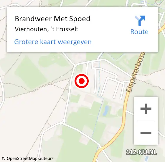 Locatie op kaart van de 112 melding: Brandweer Met Spoed Naar Vierhouten, 't Frusselt op 22 september 2024 17:39