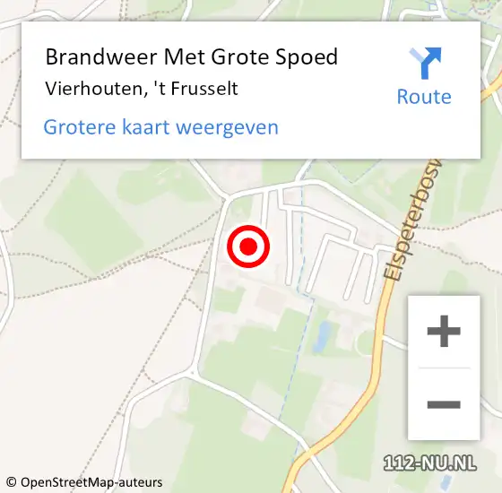 Locatie op kaart van de 112 melding: Brandweer Met Grote Spoed Naar Vierhouten, 't Frusselt op 22 september 2024 17:40