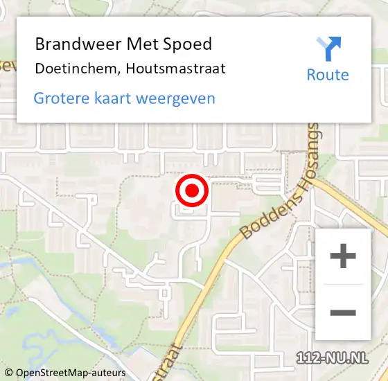 Locatie op kaart van de 112 melding: Brandweer Met Spoed Naar Doetinchem, Houtsmastraat op 22 september 2024 17:41