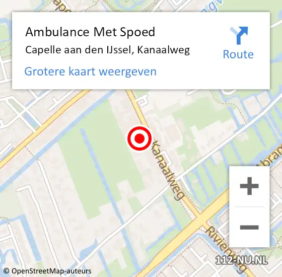 Locatie op kaart van de 112 melding: Ambulance Met Spoed Naar Capelle aan den IJssel, Kanaalweg op 22 september 2024 17:47