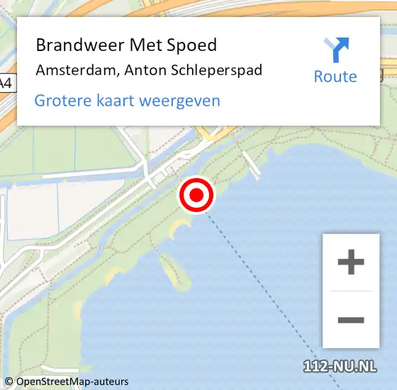 Locatie op kaart van de 112 melding: Brandweer Met Spoed Naar Amsterdam, Anton Schleperspad op 22 september 2024 17:49