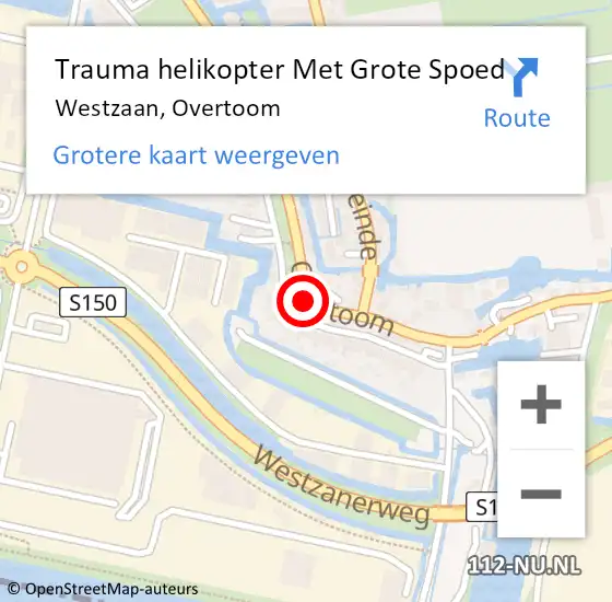 Locatie op kaart van de 112 melding: Trauma helikopter Met Grote Spoed Naar Westzaan, Overtoom op 22 september 2024 17:53