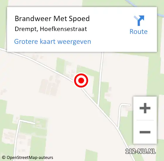 Locatie op kaart van de 112 melding: Brandweer Met Spoed Naar Drempt, Hoefkensestraat op 22 september 2024 17:54