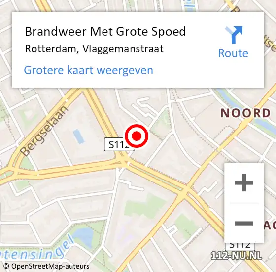 Locatie op kaart van de 112 melding: Brandweer Met Grote Spoed Naar Rotterdam, Vlaggemanstraat op 22 september 2024 18:02