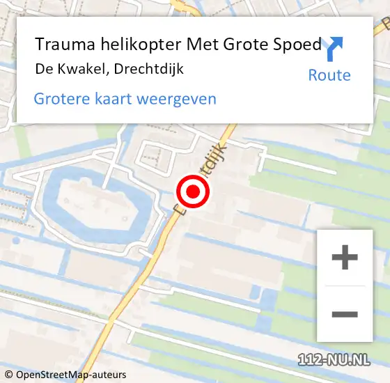 Locatie op kaart van de 112 melding: Trauma helikopter Met Grote Spoed Naar De Kwakel, Drechtdijk op 22 september 2024 18:07