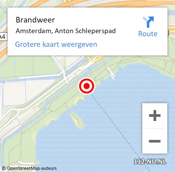 Locatie op kaart van de 112 melding: Brandweer Amsterdam, Anton Schleperspad op 22 september 2024 18:24