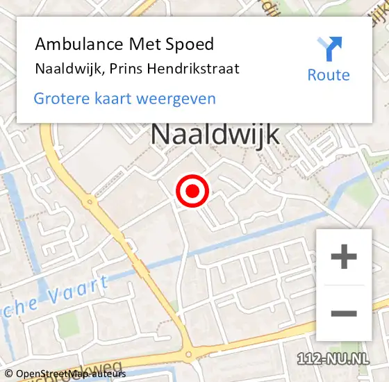 Locatie op kaart van de 112 melding: Ambulance Met Spoed Naar Naaldwijk, Prins Hendrikstraat op 22 september 2024 18:27