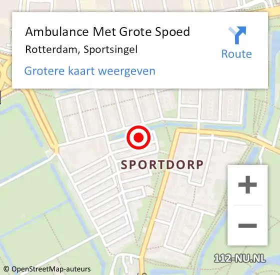 Locatie op kaart van de 112 melding: Ambulance Met Grote Spoed Naar Rotterdam, Sportsingel op 22 september 2024 18:27