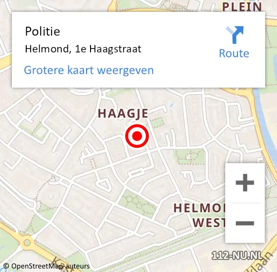 Locatie op kaart van de 112 melding: Politie Helmond, 1e Haagstraat op 22 september 2024 18:30