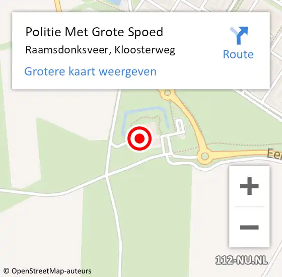 Locatie op kaart van de 112 melding: Politie Met Grote Spoed Naar Raamsdonksveer, Kloosterweg op 22 september 2024 18:33