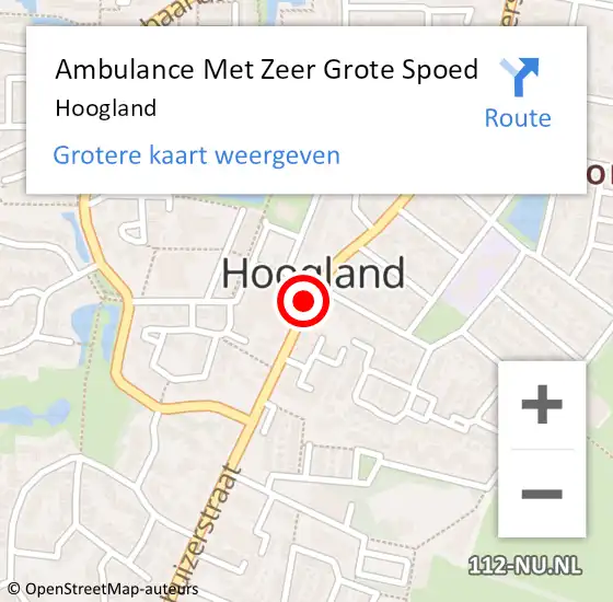 Locatie op kaart van de 112 melding: Ambulance Met Zeer Grote Spoed Naar Hoogland op 22 september 2024 18:36