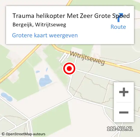 Locatie op kaart van de 112 melding: Trauma helikopter Met Zeer Grote Spoed Naar Bergeijk, Witrijtseweg op 22 september 2024 18:39