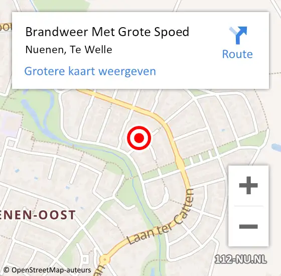 Locatie op kaart van de 112 melding: Brandweer Met Grote Spoed Naar Nuenen, Te Welle op 22 september 2024 18:39